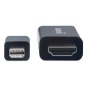Manhattan Mini DisplayPort 1.1 to HDMI Cable, 1080p@60Hz, 1.8m, Male to Male, Black, Three Year Warr