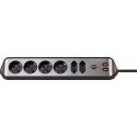 Brennenstuhl 1153590610 power extension 2 m 6 AC outlet(s) Indoor Black, Silver