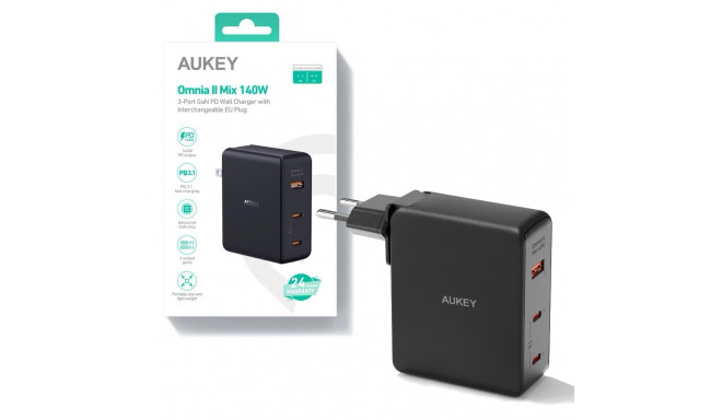 AUKEY PA-B7O Omnia II G aN Wall Charger 3xUSB