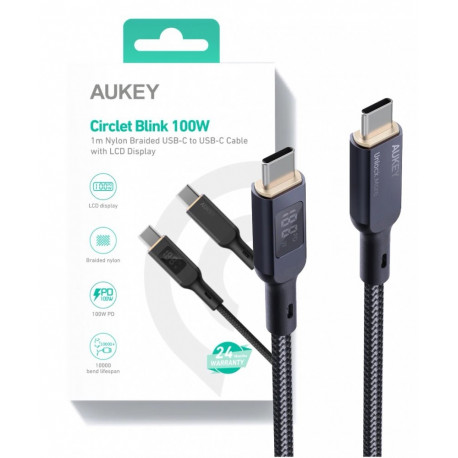 AUKEY CB-MCC102 nailonist kaabel USB C - USB C 1.8m
