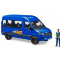 Mercedes Benz Sprinter minibus blue car with driver