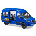 Mercedes Benz Sprinter minibus blue car with driver