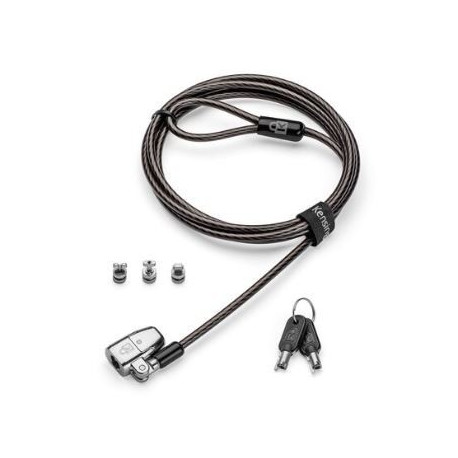 A universal keyed security cable designed to fit standard T-Bar, Nano, and Wedge-shaped laptop secur