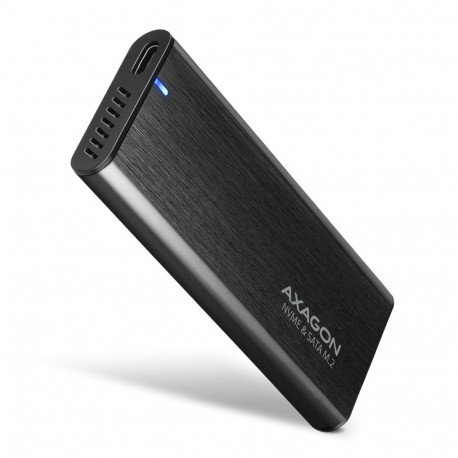 The AXAGON EEM2-SB2 is a compact, aluminum external enclosure designed for M.2 SSDs