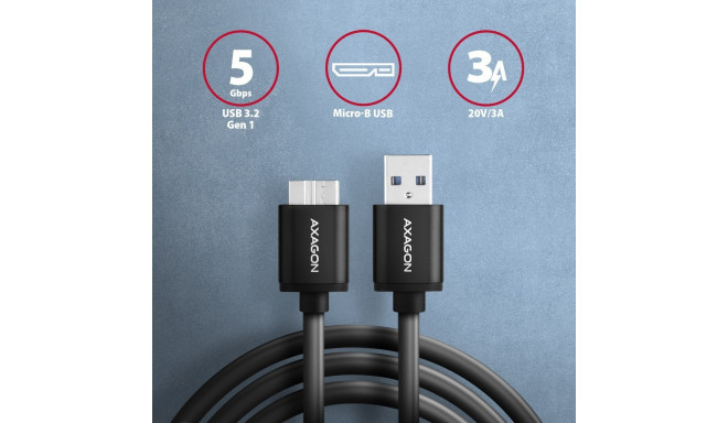 AXAGON BUMM3-AM10AB cab le USB Micro-B USB-