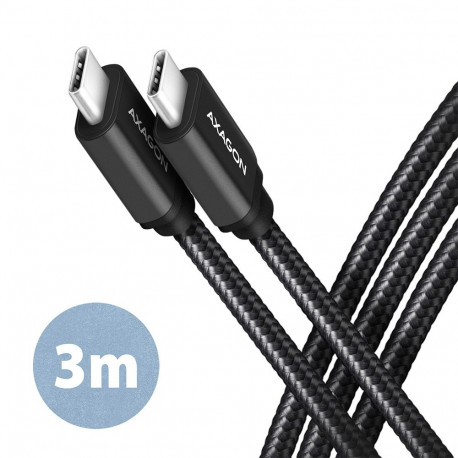 Axagon kaabel USB-C - USB-C 3m, must (BUCM3-CM30AB)