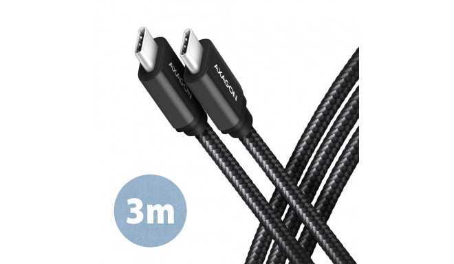 Axagon kaabel USB-C - USB-C 3m, must (BUCM3-CM30AB)