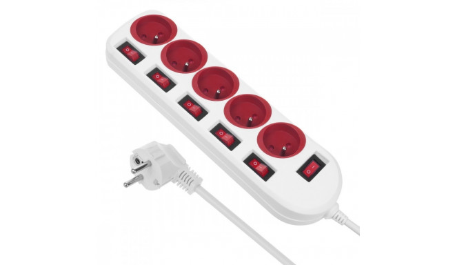 Maclean	extension cable 5 socket with switches MCE204