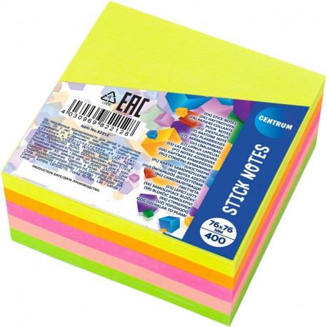 Notepad 76x76mm CENTRUM neon colors 400 sheets
