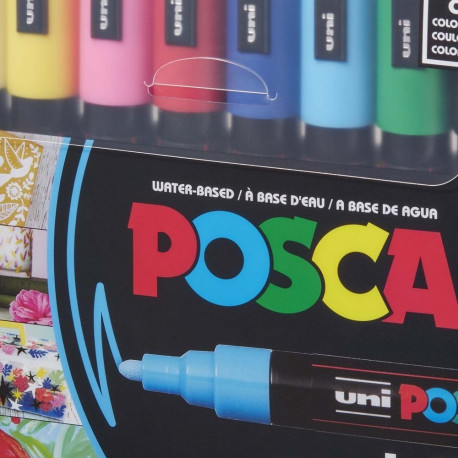 Color marker UNI Posca PC-5M set of 8 basic colors