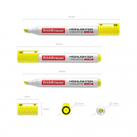 Highlighter  ErichKrause® Visioline V-40, color: yellow (box 12 pcs.)