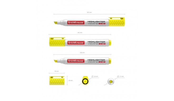 Highlighter  ErichKrause® Visioline V-40, color: yellow (box 12 pcs.)