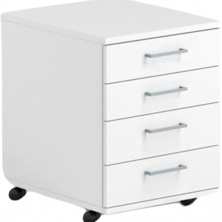 Sahtliboks ratastel OPTIMA 415x500x638mm 4-sahtliga valge
