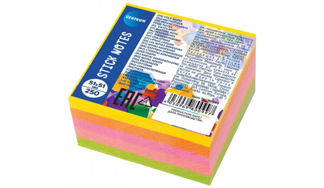 Notebook cube CENTRUM 51x51mm neon tones 250 sheets