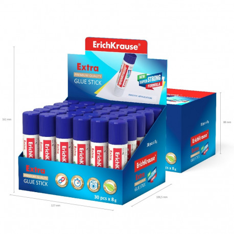 Glue stick ErichKrause® Extra, 8 g (display 30 pcs)