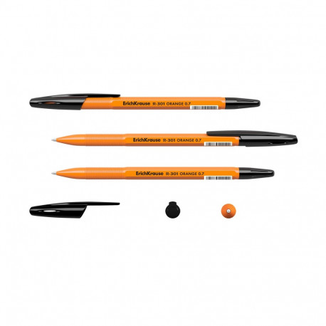 Ballpoint pen ErichKrause® R-301 Orange Stick 0.7, ink color: black (box 50 pcs.)