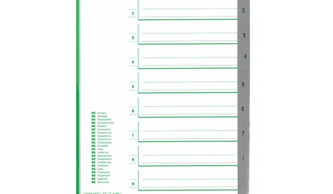 Register tabs A4 1-10 gray plastic FORPUS