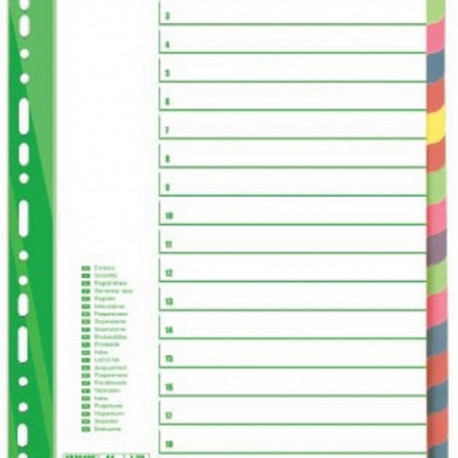 Registrilehed A4 1-20 värviline kartong Forpus