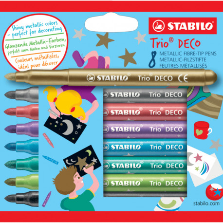 Viltpliiatsid Stabilo Trio Deco, XL-tip 3mm, 8 metallikvärvi pakis