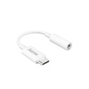 Adapter USB-C pistik - 3.5mm 4-pin Stereo Valge, audio peakomplekti pesa, USB-C pesaga nutiseadme üh