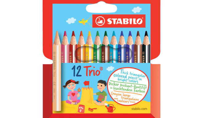 Värvipliiats Stabilo Trio Mini, 12 värvi pakis, kolmekandiline