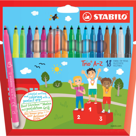 Viltpliiatsid Stabilo Trio A-Z, F-tip, 18värvi
