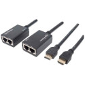 Manhattan 1080p HDMI over Ethernet Extender with Integrated Cables, Distances up to 30m with 2x Cat5