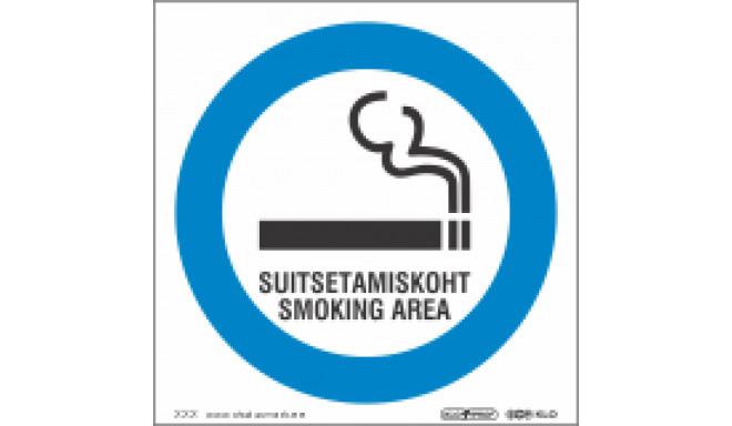 Ohutus - silt - Suitsetamiskoht /Smoking area, Kleebis 15x15cm sinine