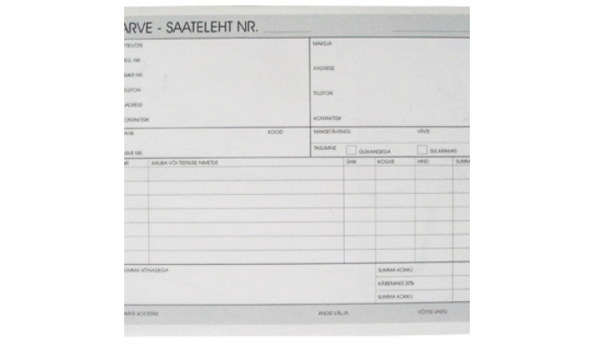 Arve-saateleht A5 isekopeeruv raamat (100lehte)
