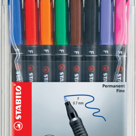 Kilemarker permanent Stabilo OHPen, 8-ne komplekt, F 0,7mm