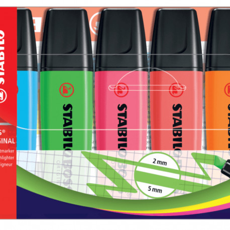 Helestusmarker Stabilo BOSS ORIGINAL 2+5 mm, 6 neoonvärvi/kmpl (24,31,33,40,54,56)