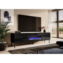 RTV cabinet SLIDE 200K with electric fireplace on black frame 200x40x57 cm all in gloss black