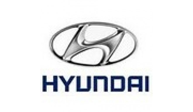 Metal key ring with Hyundai logo.