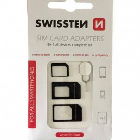 Swissten Комплект адаптеров для SIM карт + Иголочка