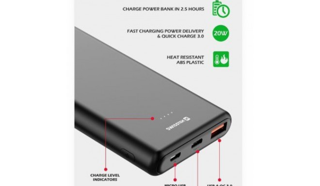 Swissten Line Power Power Bank USB / USB-C / Micro USB / 20W / 10000 mAh