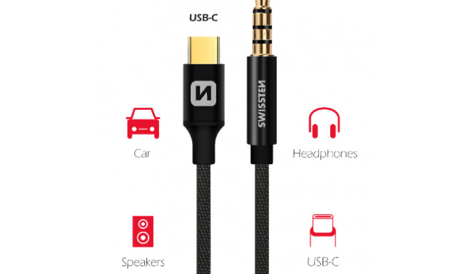 Swissten Textile Audio Adapter USB-C / 3.5 mm / 1.5m