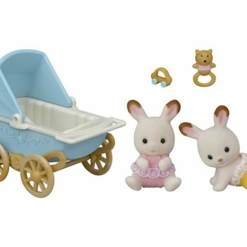 Playset Sylvanian Families Chocolate Bunny Twins and Double Stroller ...