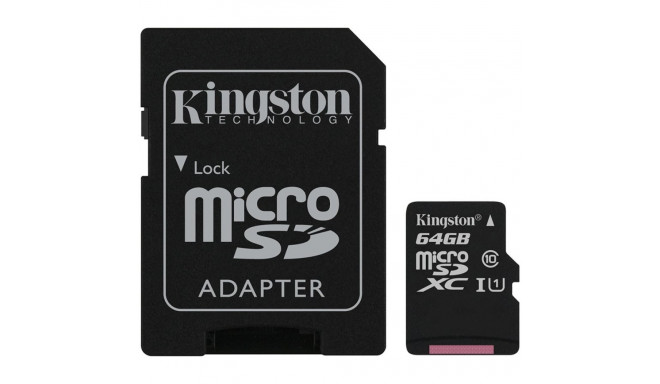Kingston memory card 64GB microSDXC Canvas Select Plus A1 C10 + adapter