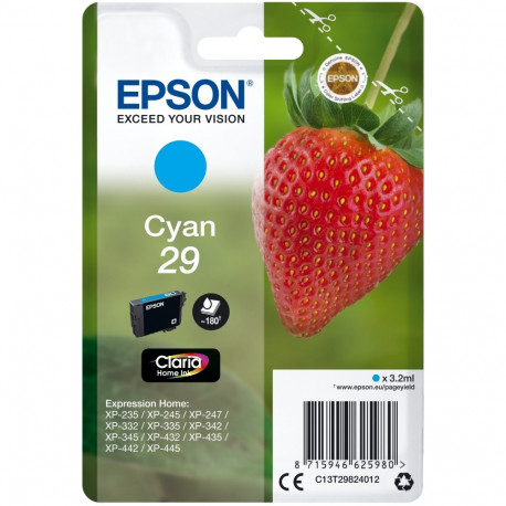 "Epson Tinte 29 C13T29824012 Cyan bis zu 180 Seiten"