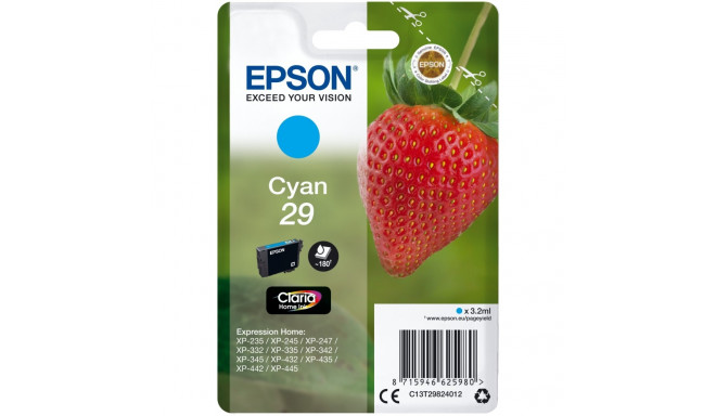 "Epson Tinte 29 C13T29824012 Cyan bis zu 180 Seiten"