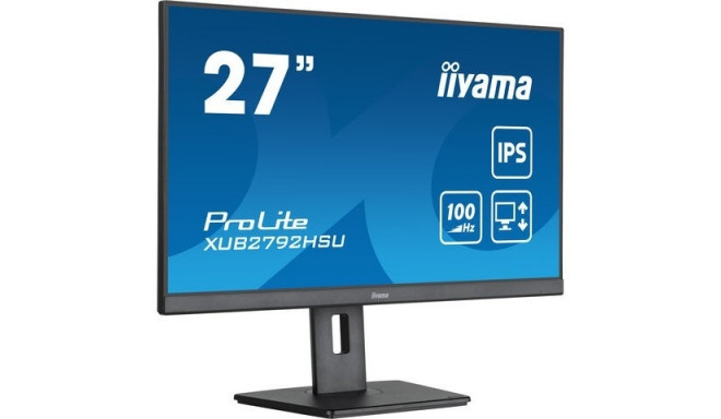 "68,6cm/27"" (1920x1080) Iiyama ProLite XUB2792HSU-B6 16:9 FHD IPS 100Hz 0,4ms HDMI DP Pivot VESA Sp