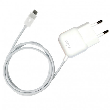 PURO Mini Travel Charger - Przenośna ładowarka sieciowa z kablem Micro USB (biały)