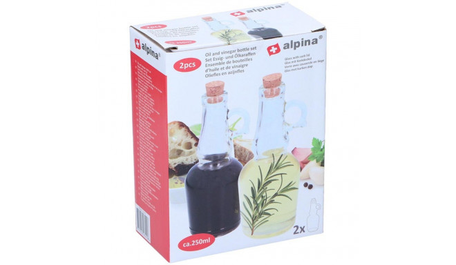 Alpina - Butelka szklana z korkiem na oliwę/ocet 250 ml 2 szt.