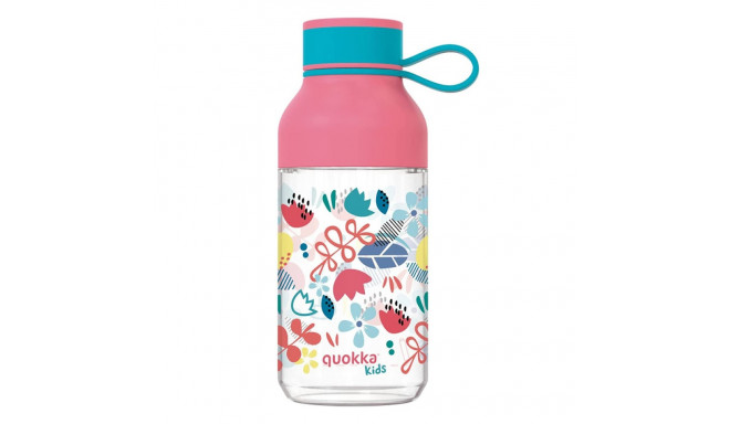 Quokka Ice Kids with strap - Butelka na wodę z tritanu 430 ml z paskiem (Flowers)