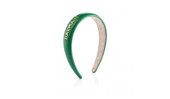 BALMAIN HAIR roheline ja 18K kullaga nahast peavõru / Leather Headband Green & Gold FW22