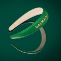 BALMAIN HAIR roheline ja 18K kullaga nahast peavõru / Leather Headband Green & Gold FW22