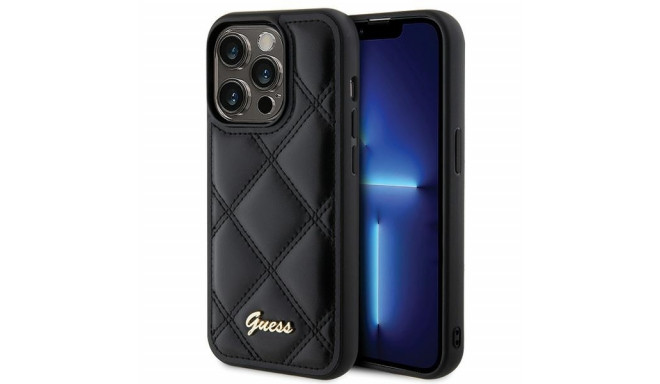 Guess case for iPhone 15 Pro 6,1" GUHCP15LPSQSQSK black HC PU Quilted Metal Logo