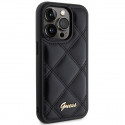 Guess case for iPhone 15 Pro 6,1" GUHCP15LPSQSQSK black HC PU Quilted Metal Logo