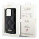 Guess case for iPhone 15 Pro 6,1" GUHCP15LPSQSQSK black HC PU Quilted Metal Logo