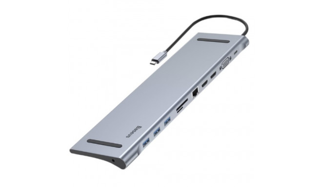 Aдаптер BASEUS USB-C б 2x HDMI, VGA, LAN, 3x USB-A, SD, TF, USB-C PD100W, Aux